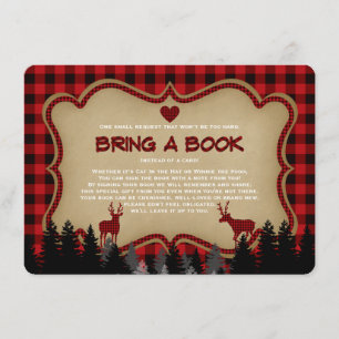 Chic Baby Shower Plaid Lumberjack Bring a Book Invitation