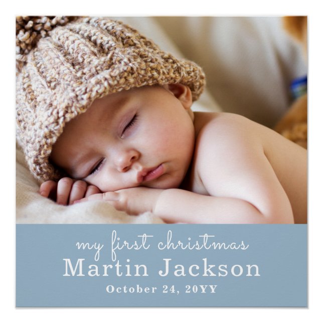 Chic Baby's First Christmas Newborn Photo  Poster (Front)