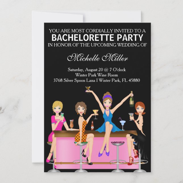 Chic Bachelorette Bash Custom Invtiation Invitation (Front)