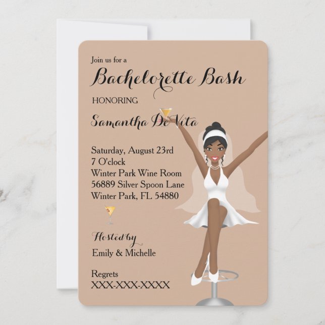 Chic Bachelorette Bash Custom Party Invitation (Front)
