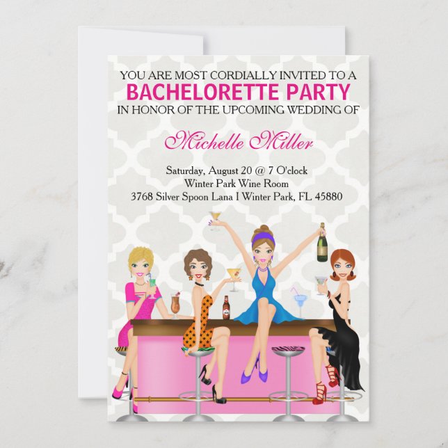 Chic Bachelorette Bash Invitation personnalisée (Devant)