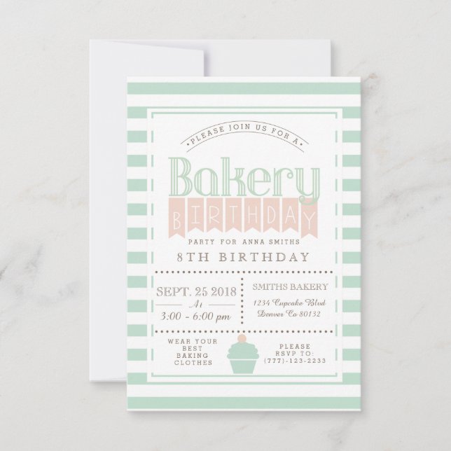 Chic Bakery Birthday Party Invitation (Front)