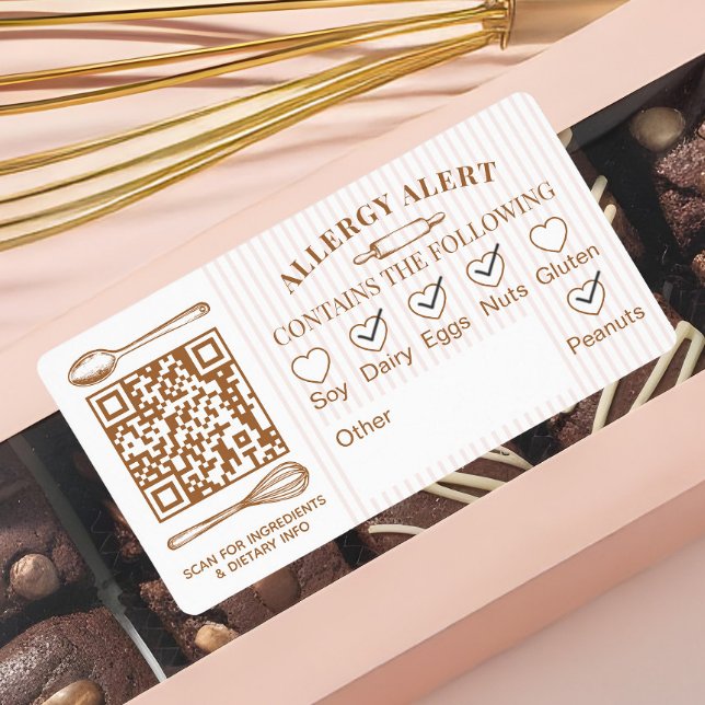 Chic Bakery Logo Allergy Alert Baked Goods QR Code (Chic Bakery Logo Allergy Alert Baked Goods QR Code Label)