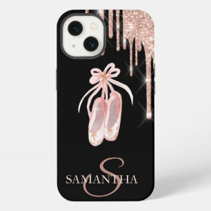  Chic Ballet Shoes Rose Gold Glitter Drips  Case