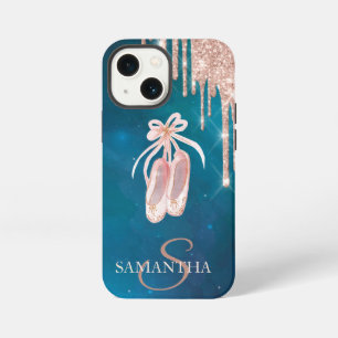 Chic Ballet Shoes Rose Gold Glitter Drips   iPhone 13 Mini Case
