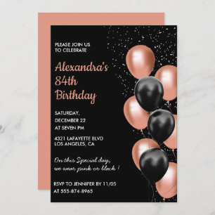 Chic Balloon 84th birthday invitation 