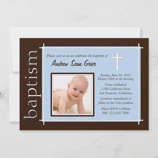 Chic Baptism Photo Invite [blue] (Front)