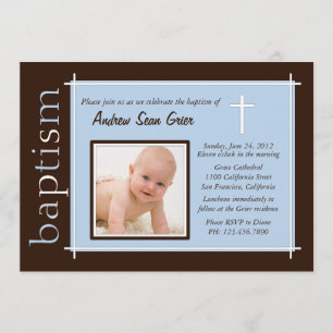 Chic Baptism Photo Invite [blue]