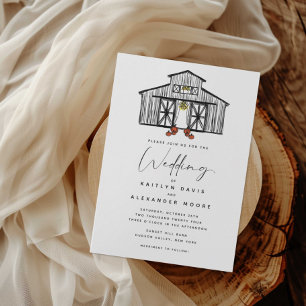 Chic Barn with Pumpkins Wedding Invitation