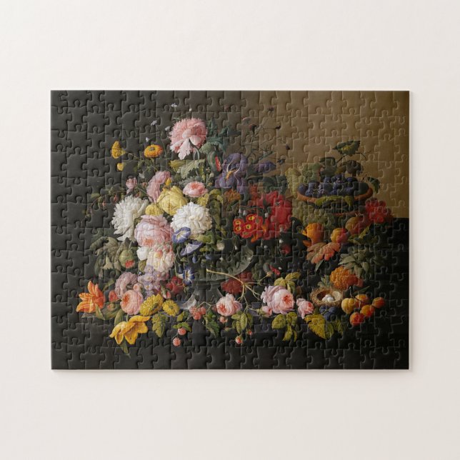 Chic Baroque Flowers Still Life Art Painting Jigsaw Puzzle (Horizontal)