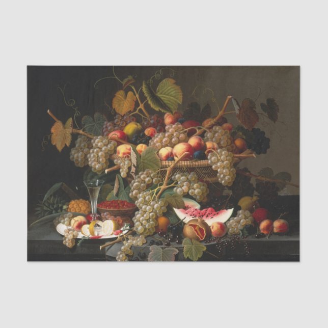 Chic Baroque Fruit Still Life Art Oil Painting Tissue Paper (Front)