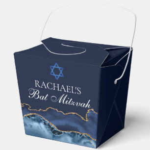 Chic Bat Mitzvah Party Navy Blue Gold Fortune Favor Box