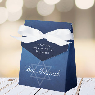 Chic Bat Mitzvah Star of David Custom Blue Party Favor Box