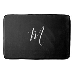 CHIC BATH MAT_BLACK SOLID/ WHITE MONOGRAM BATH MAT