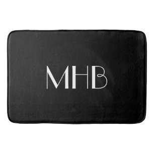 CHIC BATH MAT_BLACK SOLID/WHITE MONOGRAM MAT
