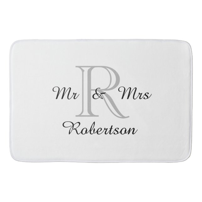 CHIC BATH MAT_"Mr & Mrs" BLACK/GRAY/WHITE Bath Mat (Front)