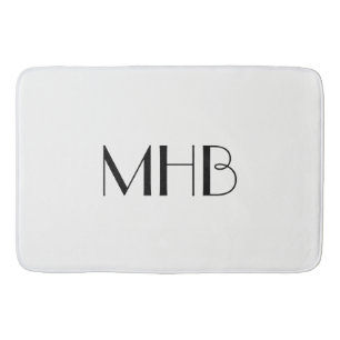 CHIC BATH MAT_WHITE  SOLID/ BLACK MONOGRAM BATH MAT