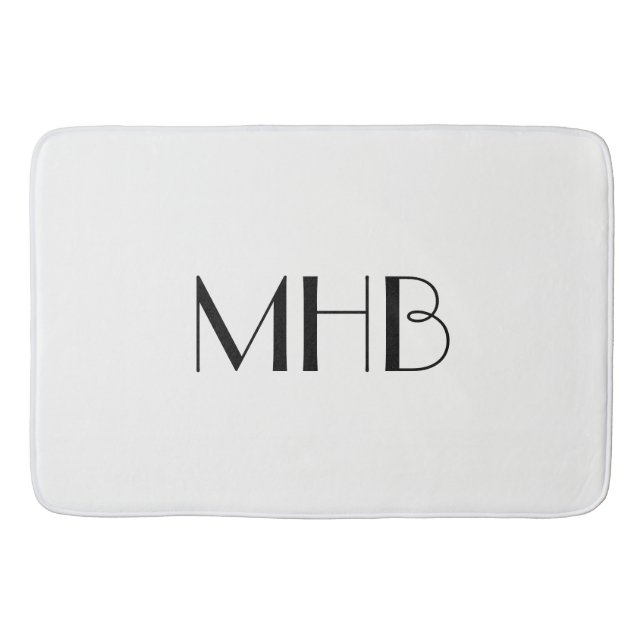 CHIC BATH MAT_WHITE  SOLID/ BLACK MONOGRAM BATH MAT (Front)