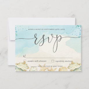Chic Beach Destination Wedding RSVP Card