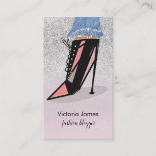 Chic Beauty Fashionista Blogger Glitter Heels Business Card