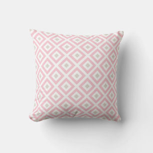 Chic Beige and Pink Diamonds Pattern Throw Pillow
