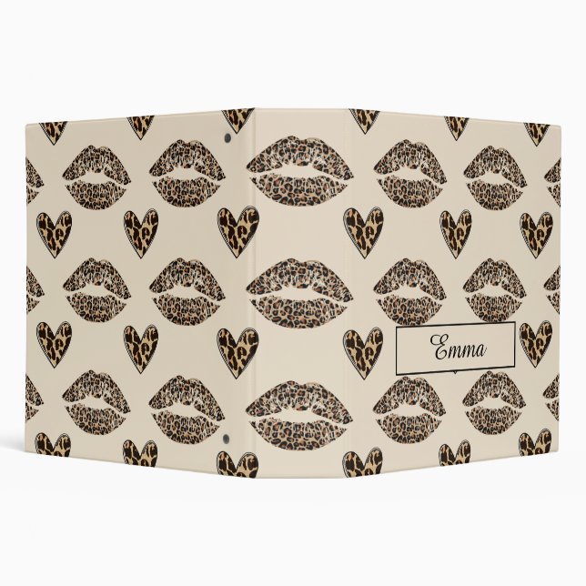 Chic Beige & Black Cheetah Print Binder (Background)
