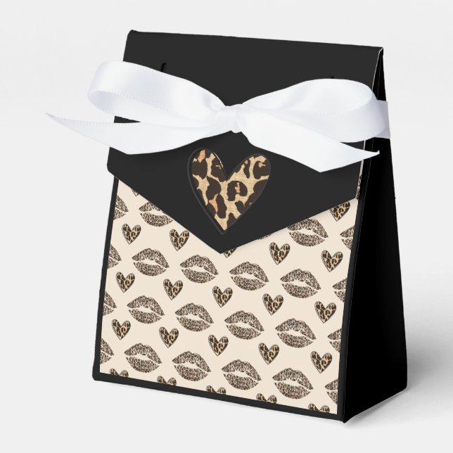 Chic Beige & Black Cheetah Print Favor Box (Front Side)