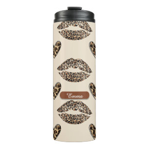 Chic Beige & Black Cheetah Print Thermal Tumbler