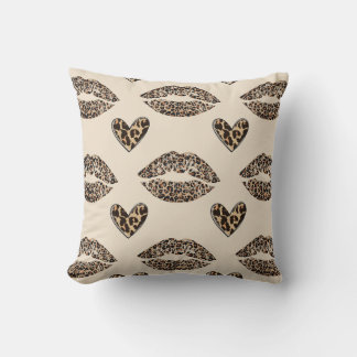 Chic Beige & Black Cheetah Print Throw Pillow