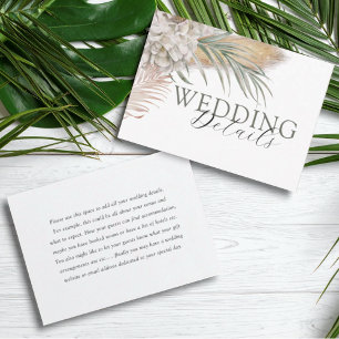 Chic Beige Floral & Palm Wedding Details Enclosure Card