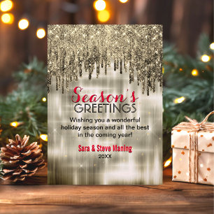 Chic beige gold drips glitter Christmas new year