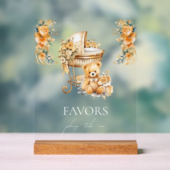 Chic Beige & Gold Favours Acrylic Sign (Neutral)