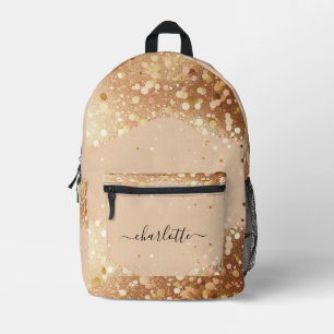 Chic Beige Gold Glitter Print Cut Sew Bag