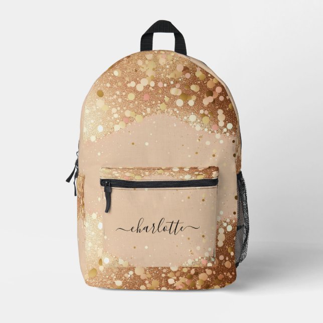 Chic Beige Gold Glitter Print Cut Sew Bag (Front)