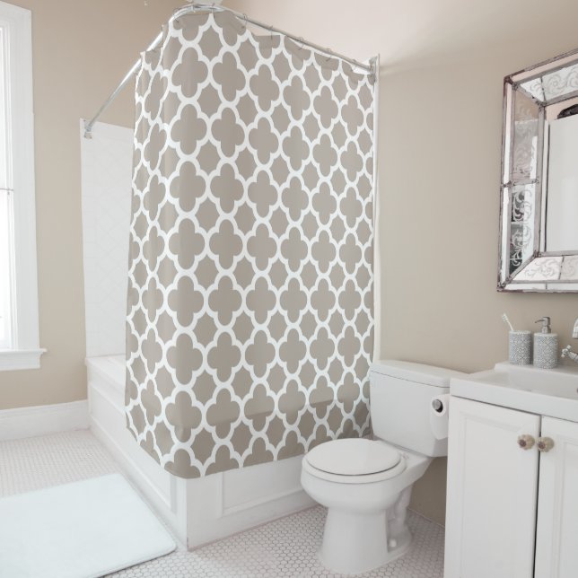 Chic Beige Grey Retro Cute Trellis Pattern (In Situ)