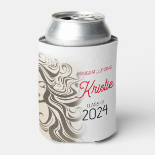 Chic Beige Hair Stylist Graduation Party Retro  Can Cooler