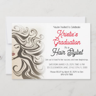 Chic Beige Hair Stylist Graduation Party Retro Invitation
