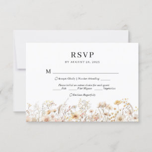 Chic Beige Meadow Fleur sauvage Menu Choix Mariage
