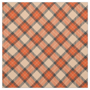 Chic Beige Pumpkin Orange Black Plaid Pattern Fabric