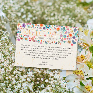 Chic Beige Whimsical Wildflower Gold Typography Place Card