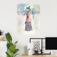Chic Belle Epoque French Woman in Red Jacket Art