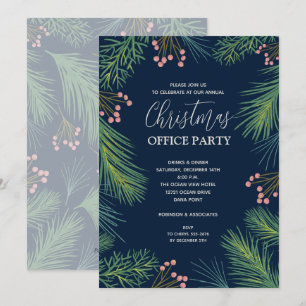 Chic Berries and Pines Christmas Party Invitations
