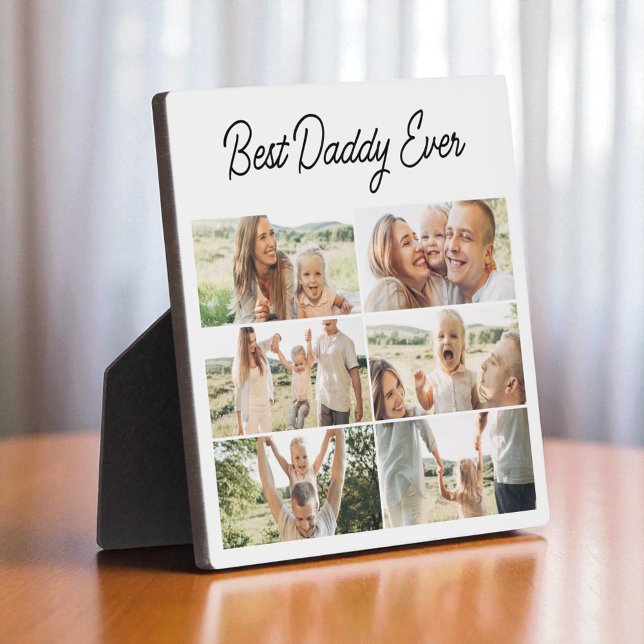  Chic Best Daddy Ever Father's Day 6 Photo Collage Plaque (Creator Uploaded)
