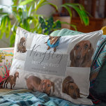 Chic Best Dog Ever | Photo Collage Pet Loss Accent Pillow<br><div class="desc">Simply upload 6 of your most precious photos from your computer or phone to this modern, elegant photo tribute pillow for pets who we have loved and lost. Featuring the pets name in an elegant calligraphy script and 'best dog ever', message and dates on a pale grey block background that...</div>