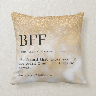 Chic Best Friend Definition Gold Glitter Throw Pillow