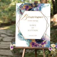 Chic Bienvenue Celestial Wedding Sign