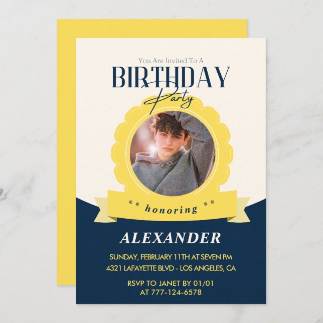 Chic birthday 18th birthday invitation Modern (Front/Back)
