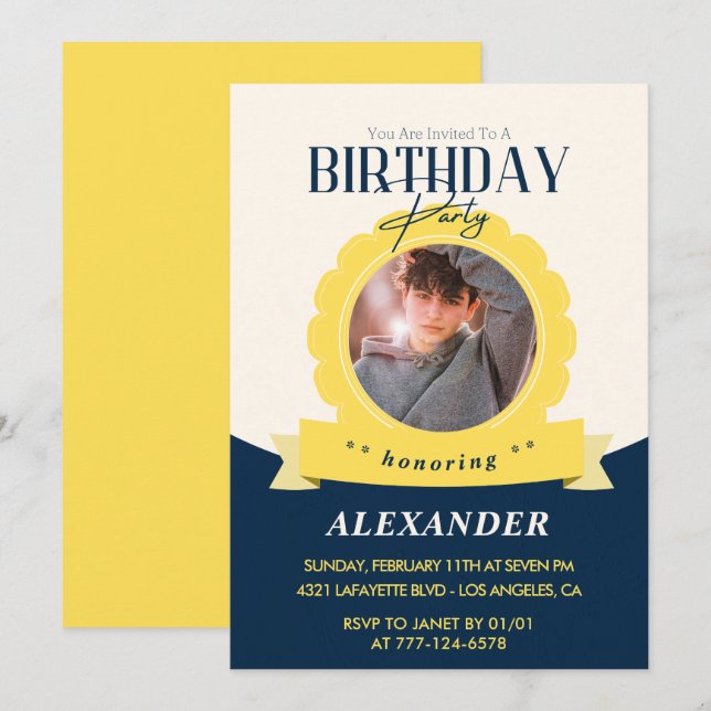 Chic birthday 19th birthday invitation Modern (Front/Back)