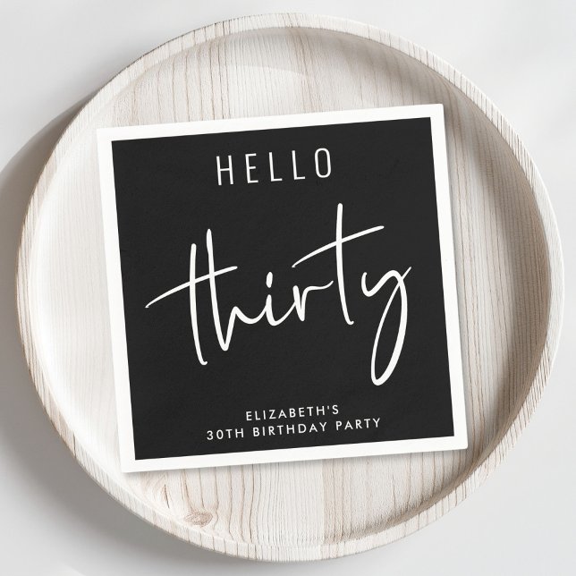 Chic Black 30th Birthday Party Napkin (Creator Uploaded)