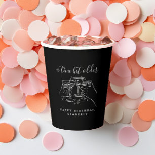 Chic Black A Tini Bit Older Martini Birthday Party Paper Cups